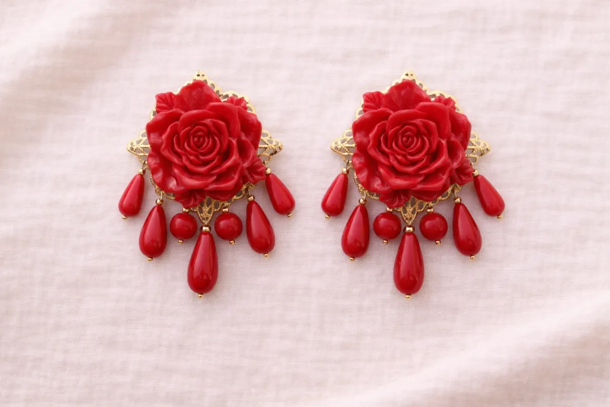 Pendientes Rosarium Premium Rojos