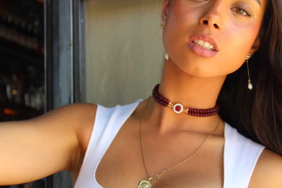 Choker Charlotte Rosso miniatura 3