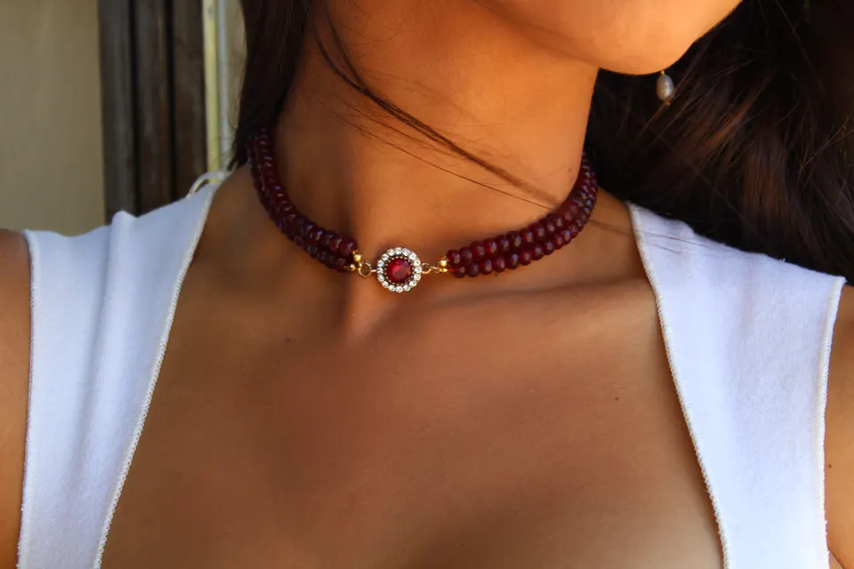 Choker Charlotte Rosso - vista alterna