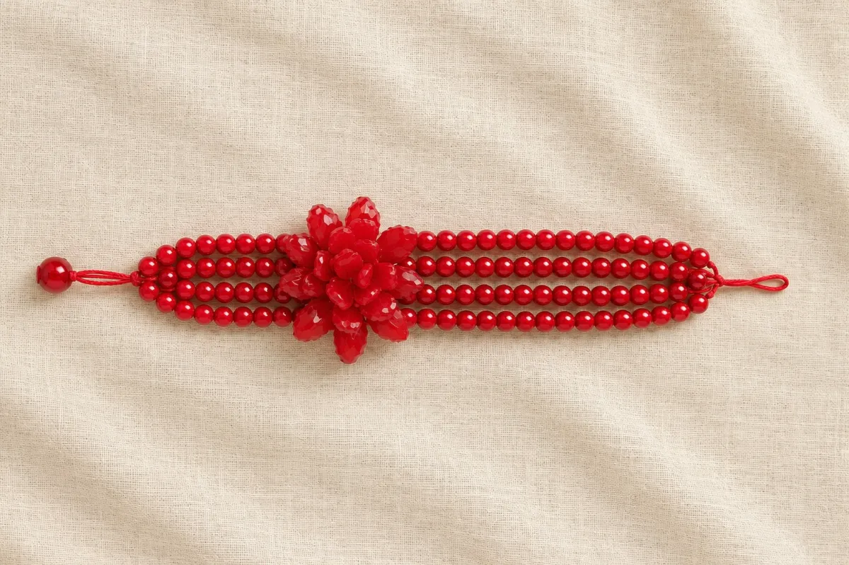 Choker Rojo Flor miniatura 3