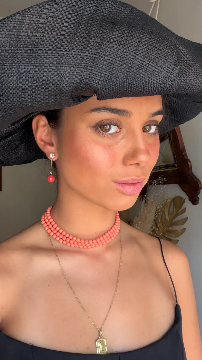 Choker Perla grande Capri Coral miniatura 3