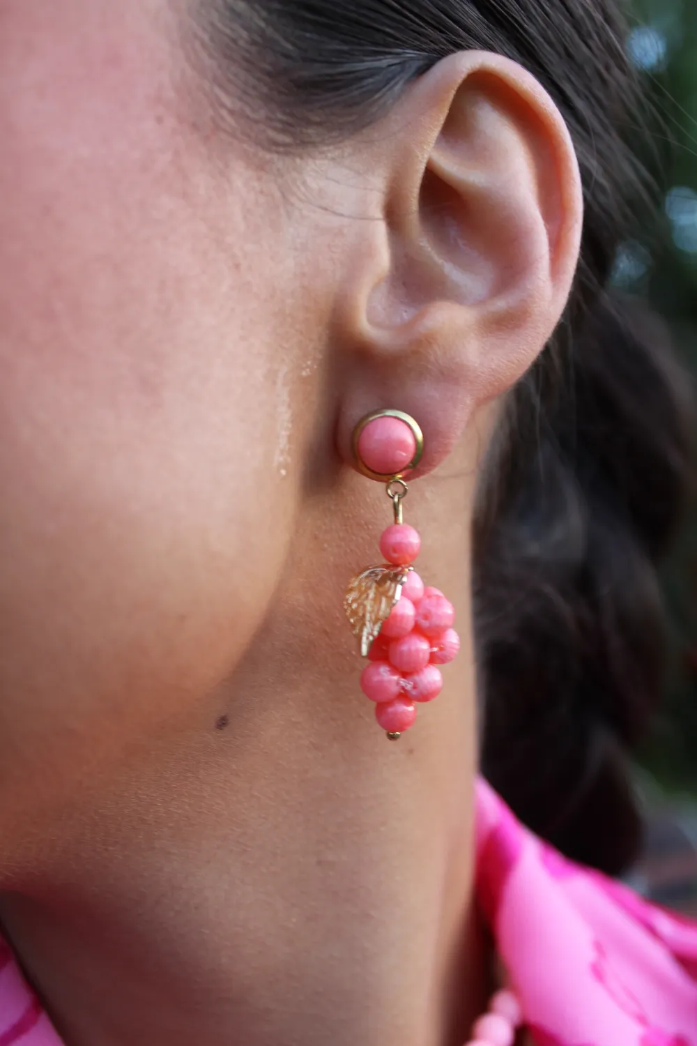 Pendientes de uva Salmón miniatura 3