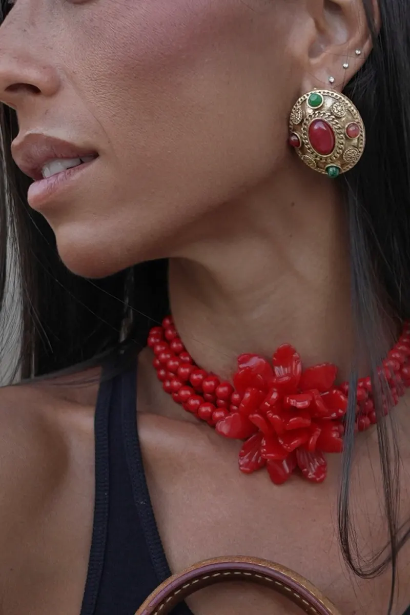 Choker Rojo Flor