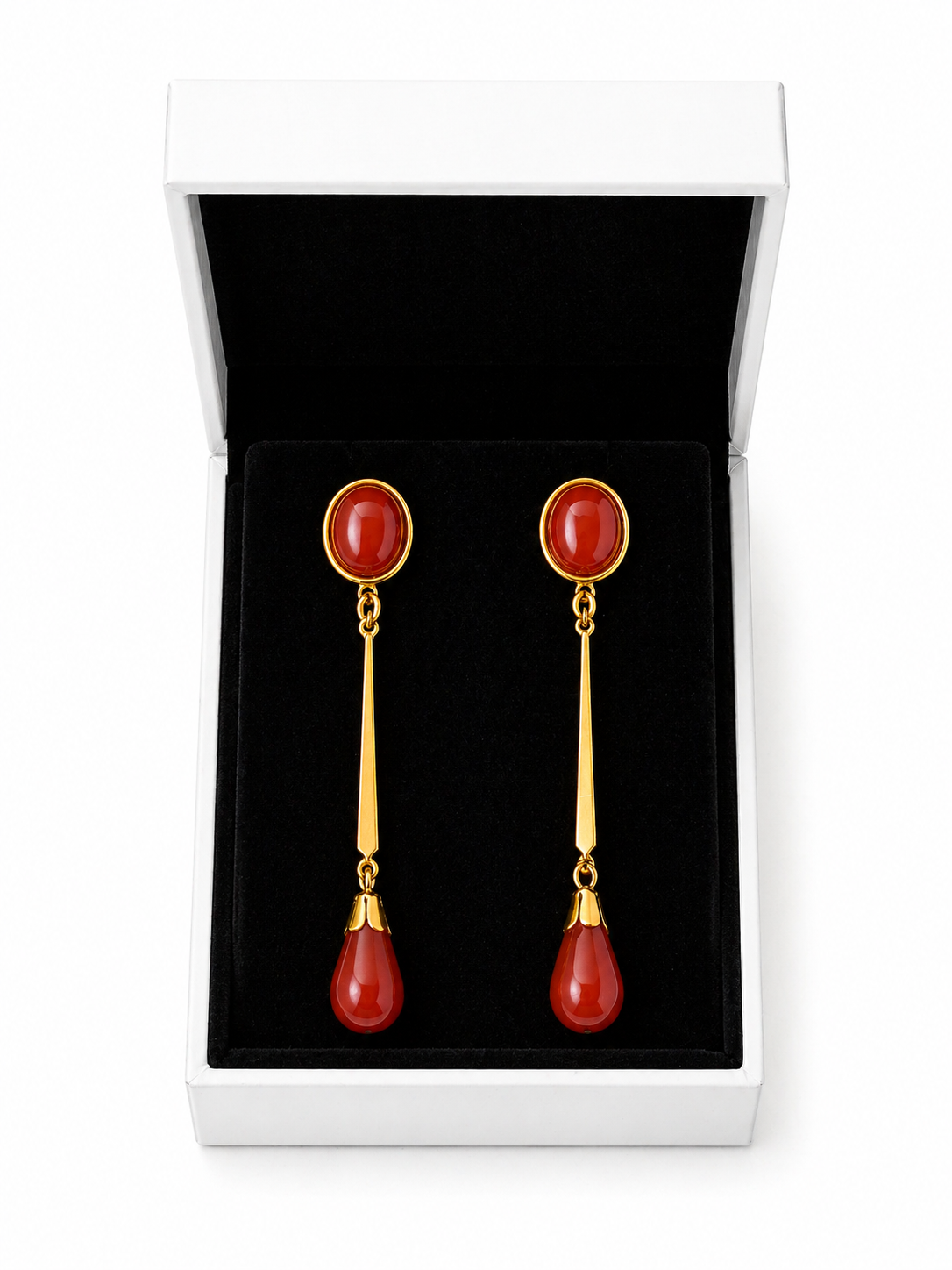 Pendientes Largos Gota Carmesí