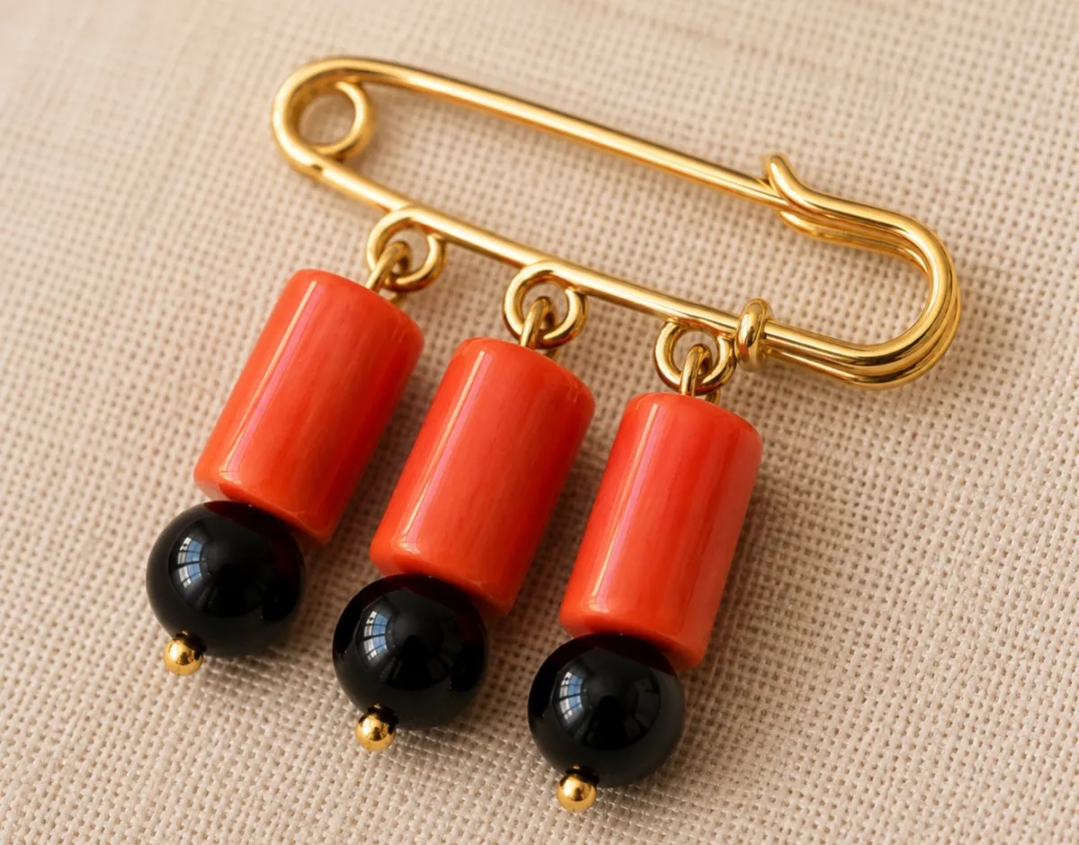 Broche Coral & Ónix