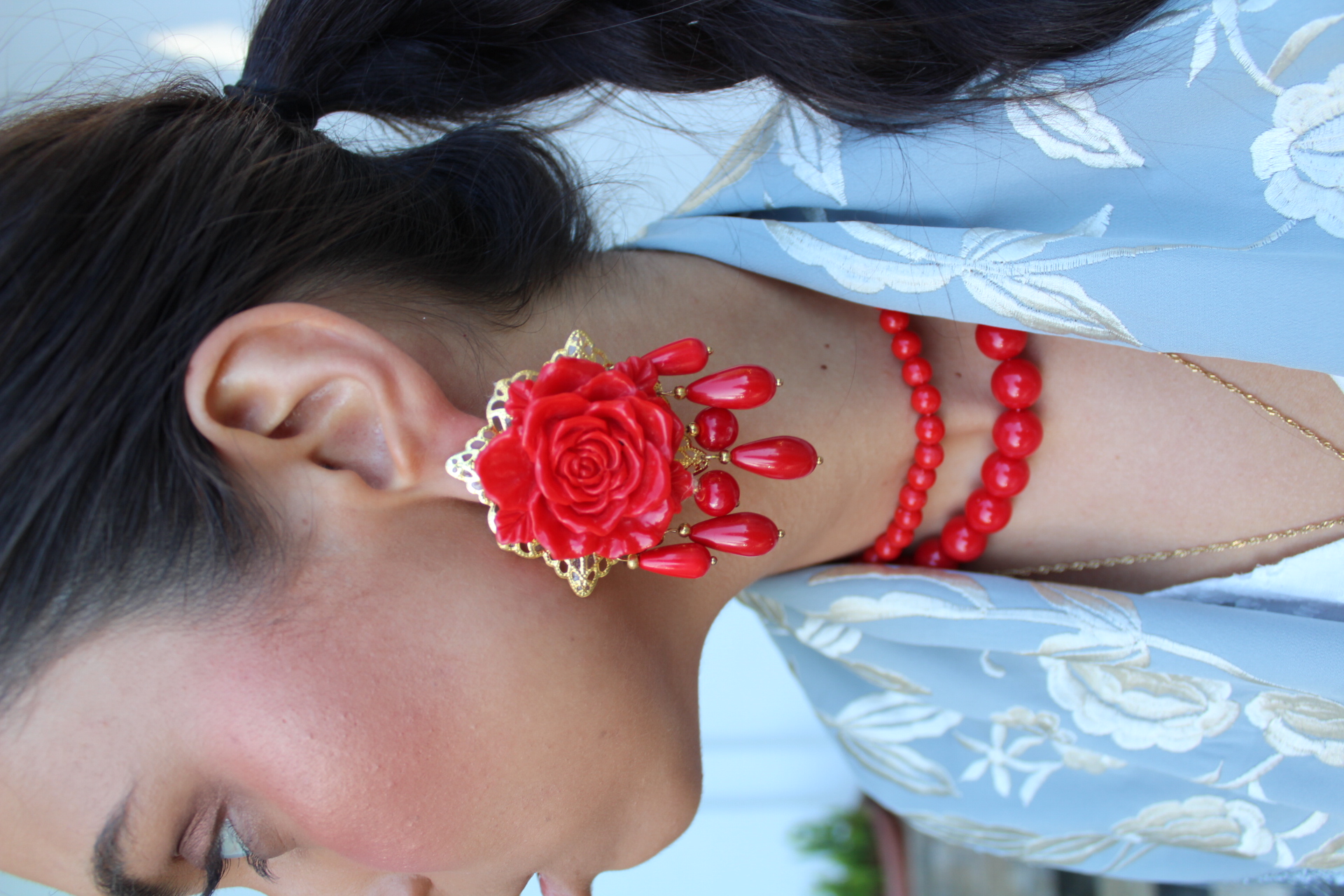 Pendientes Rosarium Premium Rojos - vista alterna