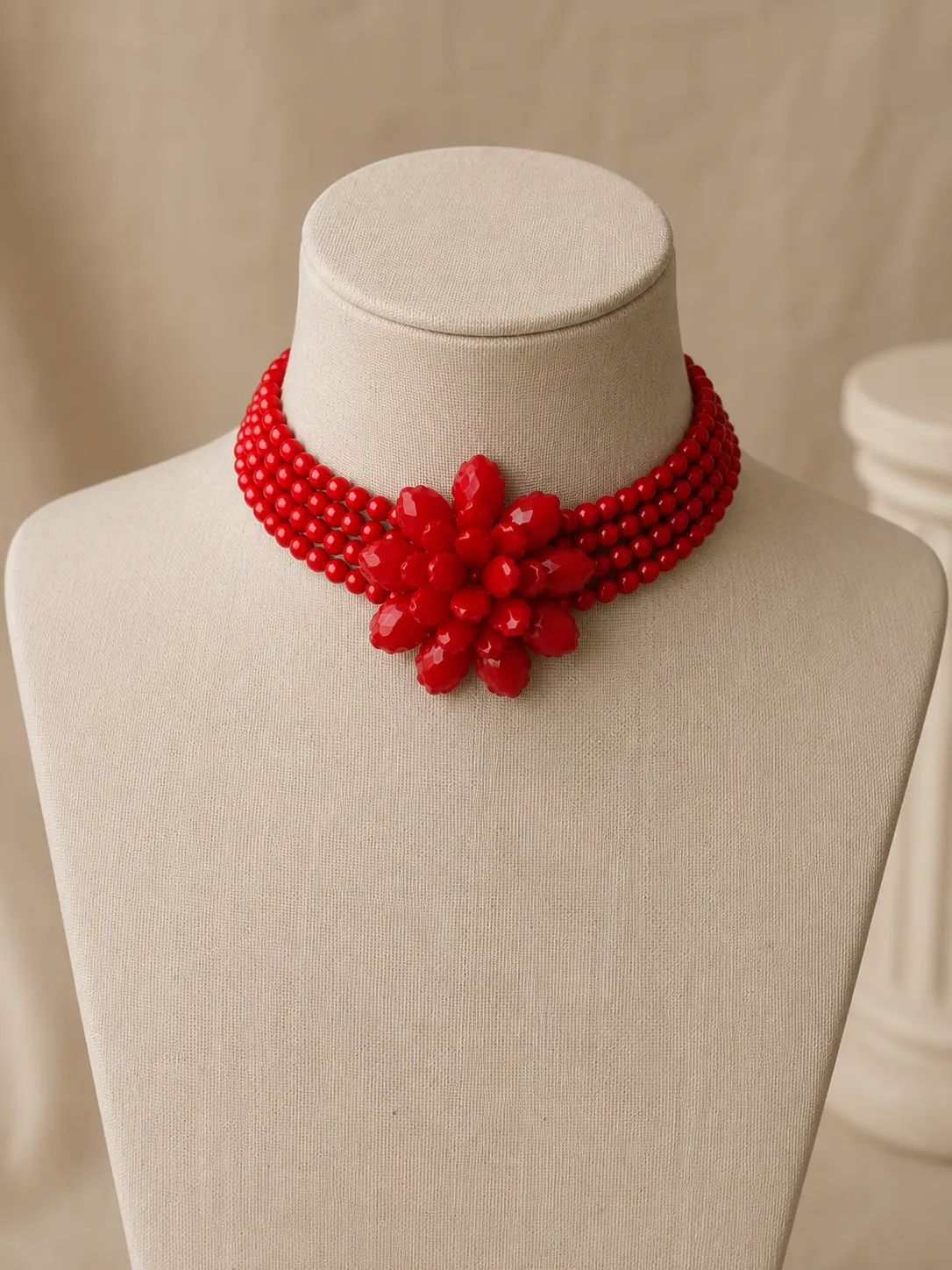 Choker Rojo Flor - vista alterna