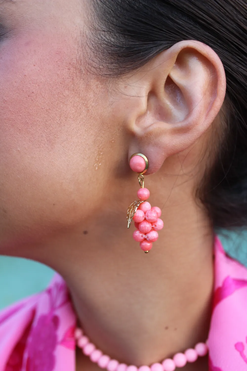 Pendientes de uva Salmón miniatura 4
