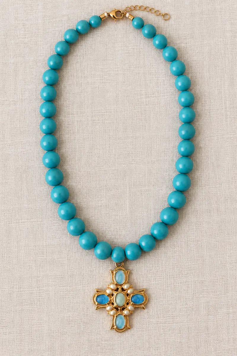 Collar Cruz Turquesa